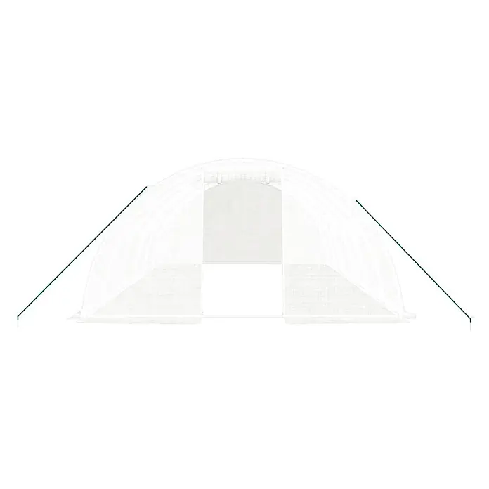 Furnicato Gewächshaus verzinkter Stahl - 6 x 4 cm, Material Seitenwand: Kunststoff, 38 mm, Grau - Weißes transparentes Folientunnel-Gewächshaus mit grünen Stützstangen.