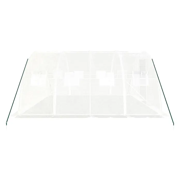 Furnicato Gewächshaus verzinkter Stahl - 4 x 4 cm, Material Seitenwand: Kunststoff, 38 mm, Grau - Transparenter Gewächshaus-Tunnel mit weißer Abdeckung und grünen Stützstangen, ideal für Pflanzenschutz.