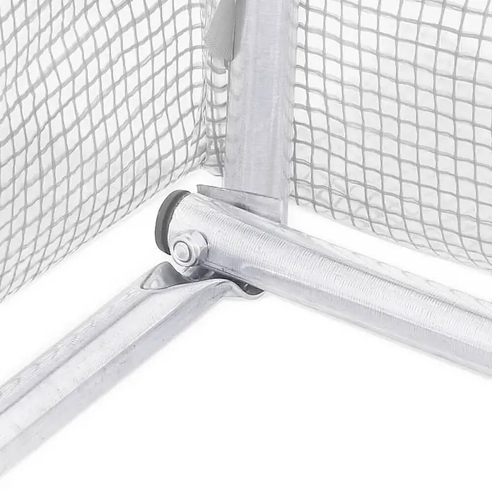 Furnicato Gewächshaus verzinkter Stahl - 10 x 6 cm, Material Seitenwand: Kunststoff, 38 mm, Grau - Silbernes Metalleckgelenk mit Schraube, das drei Rahmenstangen für ein Maschengehege verbindet.