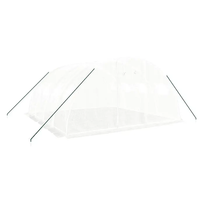 Furnicato Gewächshaus verzinkter Stahl - 4 x 4 cm, Material Seitenwand: Kunststoff, 38 mm, Grau - Transparentes Tunnelgewächshaus mit grünen Stützstangen.