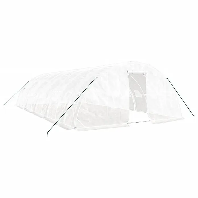 Furnicato Gewächshaus - Außenmaß inkl. Dachüberstand (B x T): 500 x 1.000 cm, Material Seitenwand: Kunststoff, 38 mm, Grau - Weißes, lichtdurchlässiges Tunnelgewächshaus mit grünen Stützstangen.