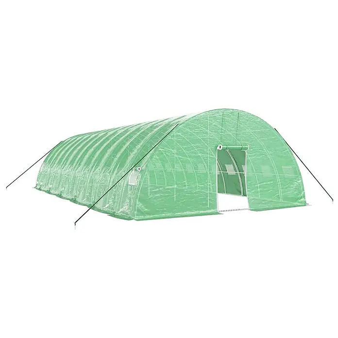 Furnicato Gewächshaus verzinkter Stahl - 12 x 6 cm, Material Seitenwand: Kunststoff, 38 mm, Grau - Grünes Tunnelgewächshaus mit Bogenrahmen und Fronteingang.
