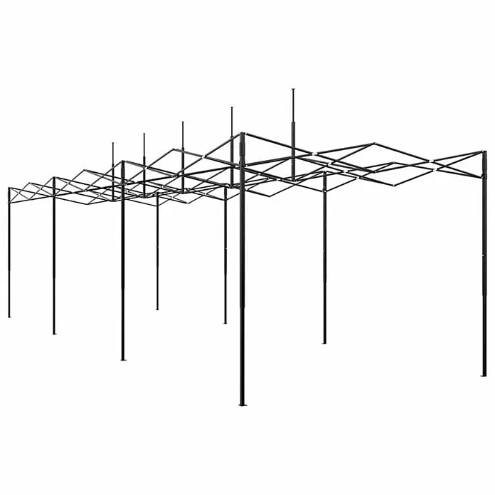 Furnicato Gewächshaus - Außenmaß inkl. Dachüberstand (B x T): 870 x 290 cm, Material Seitenwand: Kunststoff, 38 mm, Grün - Schwarzes Pop-up-Pavillon-Gestell aus Metall mit erweiterbarer Scherengitter-Dachstruktur und Standbeinen.