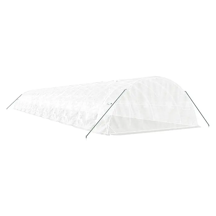 Furnicato Gewächshaus - Außenmaß inkl. Dachüberstand (B x T): 500 x 2.200 cm, Material Seitenwand: Kunststoff, 38 mm, Grau - Weißer lichtdurchlässiger Foliengewächshaustunnel mit grünen Stützstangen zum Schutz von Pflanzen.