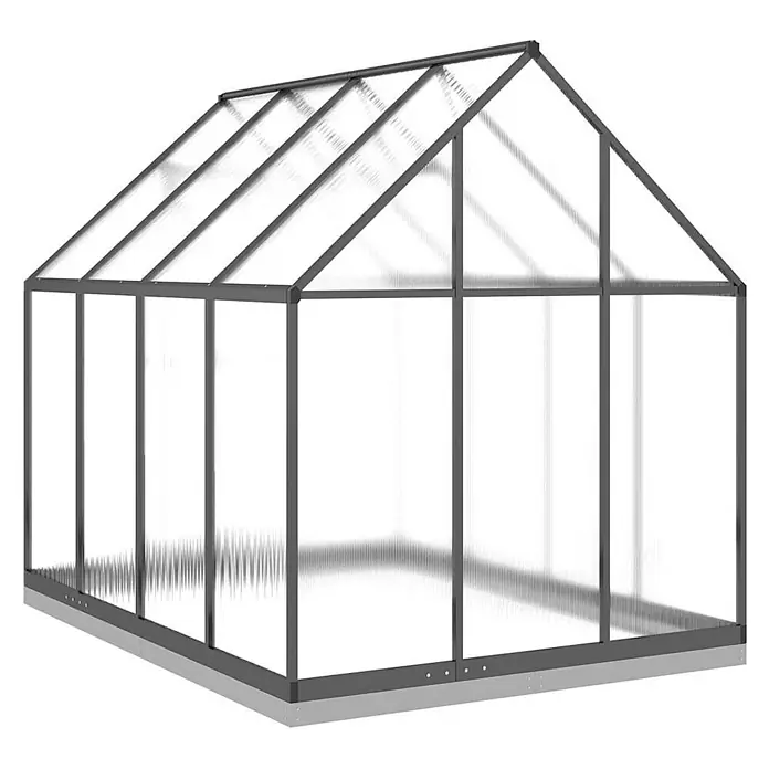Furnicato Gewächshaus - Außenmaß inkl. Dachüberstand (B x T): 169 x 224 cm, Material Seitenwand: Kunststoff, 38 mm, anthrazit - Graues Gewächshaus mit Metallrahmen und transparenten Paneelen, perfekt für den Garten.