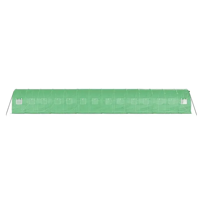 Furnicato Gewächshaus verzinkter Stahl - 14 x 2 cm, Material Seitenwand: Kunststoff, 38 mm, Grau - Langes grünes Tunnelgewächshaus mit mehreren aufrollbaren Fenstern für den Pflanzenanbau.