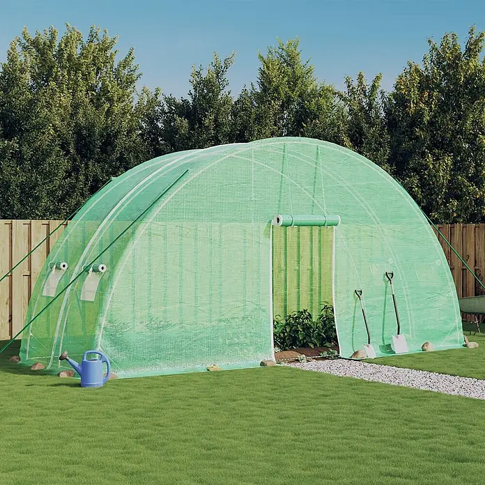Furnicato Gewächshaus verzinkter Stahl - 6 x 2 cm, Material Seitenwand: Kunststoff, 38 mm, Grau - Großer grüner Tunnel-Gewächshaus für Gartenpflanzen, mit offener Tür.