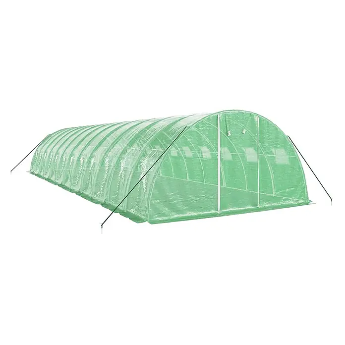 Furnicato Gewächshaus - Außenmaß inkl. Dachüberstand (B x T): 400 x 1.200 cm, Material Seitenwand: Kunststoff, 38 mm, Grau - Grüner, transparenter Folientunnel mit gewölbter Struktur, ideal für Gartenbau und Pflanzenschutz.