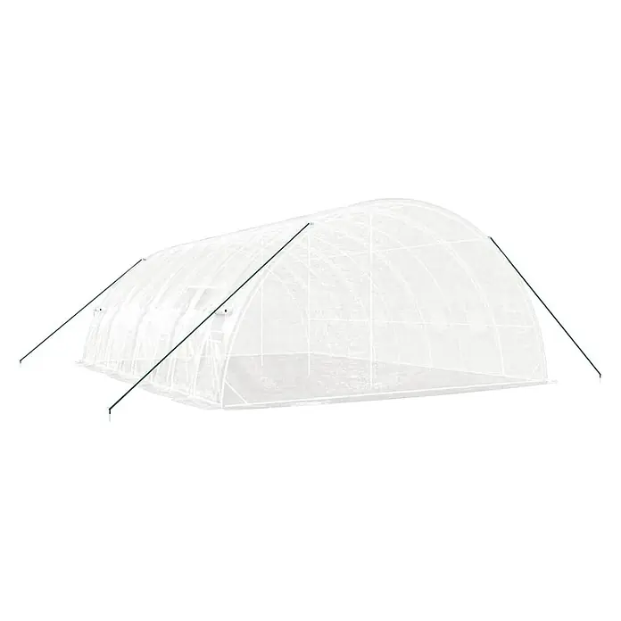 Furnicato Gewächshaus verzinkter Stahl - 8 x 6 cm, Material Seitenwand: Kunststoff, 38 mm, Grau - Großer, transparenter Tunnel-Gewächshaus mit weißer Plane und grünen Abspannseilen.