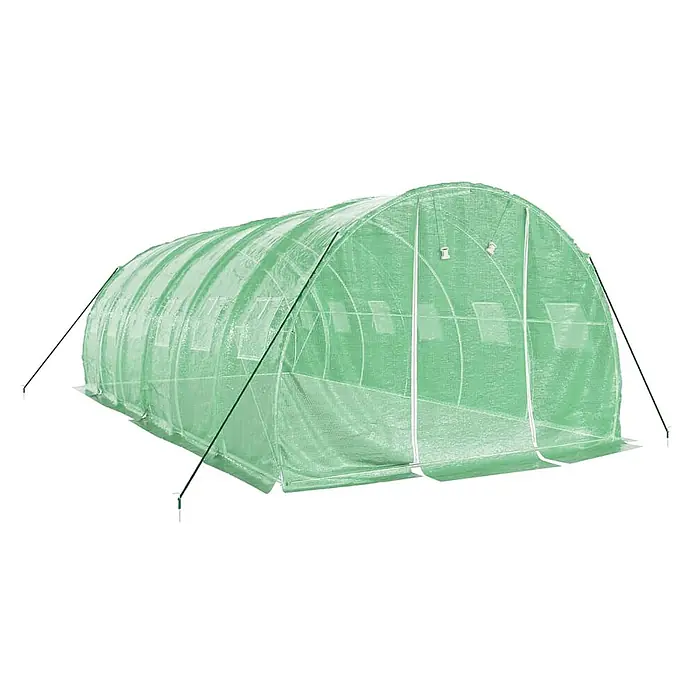 Furnicato Gewächshaus - 6 x 3 cm, Material Seitenwand: Kunststoff, 38 mm, Grau - Grünes, lichtdurchlässiges Tunnelgewächshaus mit Reißverschluss-Frontöffnung und Seitenfenstern, gestützt durch Abspannseile.