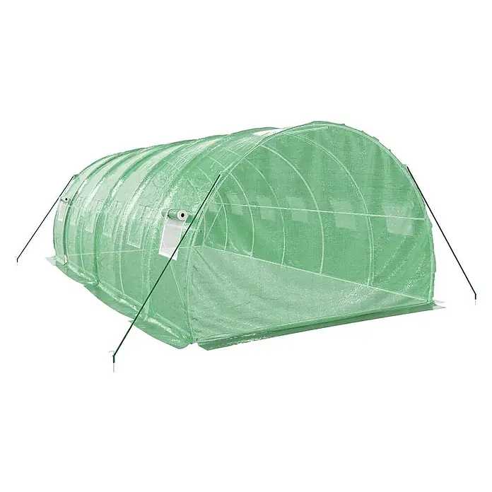 Furnicato Gewächshaus - 6 x 3 cm, Material Seitenwand: Kunststoff, 38 mm, Grau - Grüner Folientunnel Gewächshaus mit Bogenrahmen und lichtdurchlässiger verstärkter Abdeckung, inkl. Rollfenster.
