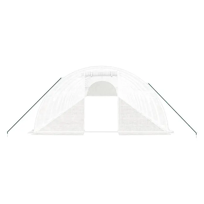 Furnicato Gewächshaus - Außenmaß inkl. Dachüberstand (B x T): 400 x 220 cm, Material Seitenwand: Kunststoff, 38 mm, Grau - Weißes, lichtdurchlässiges Tunnelgewächshaus mit grünen Abspannseilen.