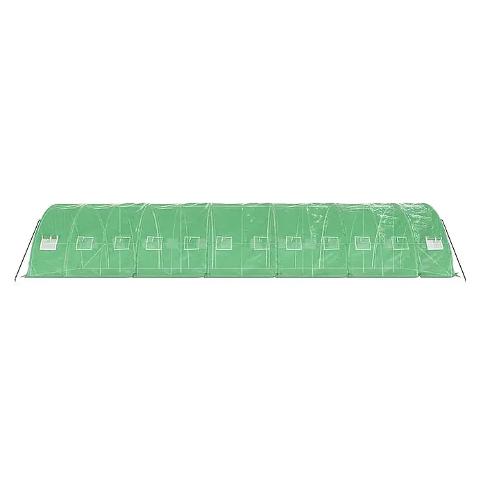 Furnicato Gewächshaus - 12 x 5 cm, Material Seitenwand: Kunststoff, 38 mm, Grau - Langes grünes Folientunnel-Gewächshaus mit Bogenstruktur und mehreren aufrollbaren Fenstern.