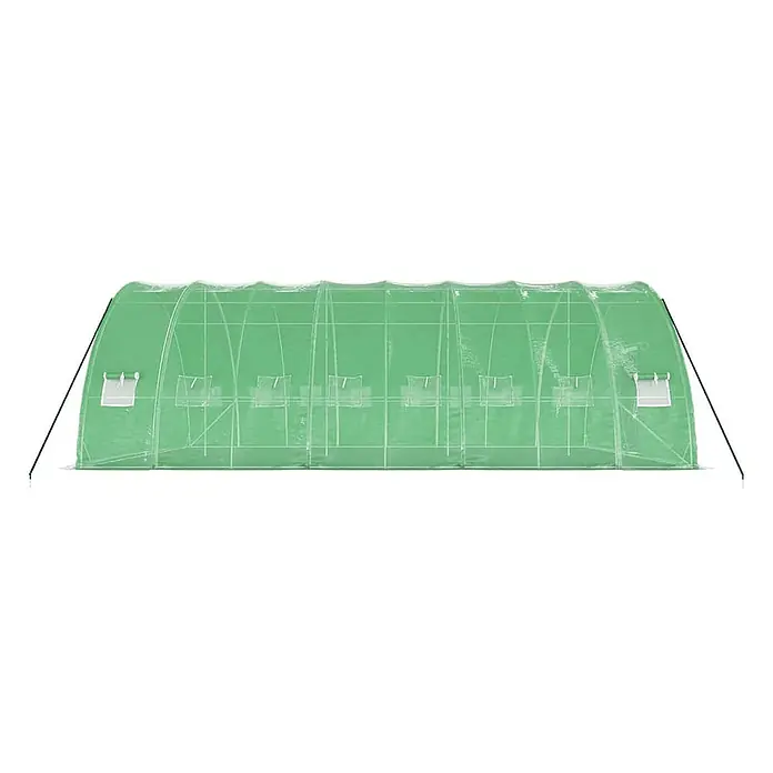 Furnicato Gewächshaus verzinkter Stahl - 8 x 6 cm, Material Seitenwand: Kunststoff, 38 mm, Grau - Grünes, transparentes Tunnelgewächshaus mit mehreren aufrollbaren Fenstern.