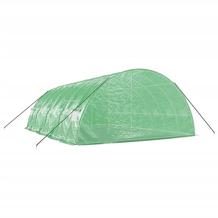 Furnicato Gewächshaus verzinkter Stahl - 8 x 6 cm, Material Seitenwand: Kunststoff, 38 mm, Grau - Grünes, transparentes Tunnelgewächshaus mit sichtbarer Rahmenstruktur, für den Pflanzenanbau.