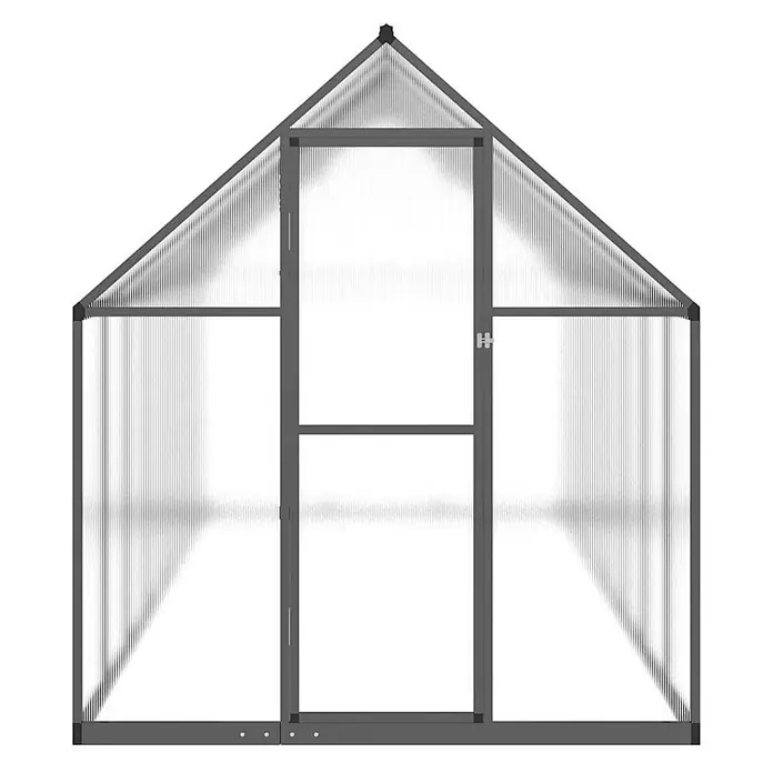 Furnicato Gewächshaus - 169 x 445 cm, Material Seitenwand: Kunststoff, 38 mm, anthrazit - Grau gerahmtes Gewächshaus mit lichtdurchlässigen Paneelen und Scharniertür, ideal für den Gartenbau.