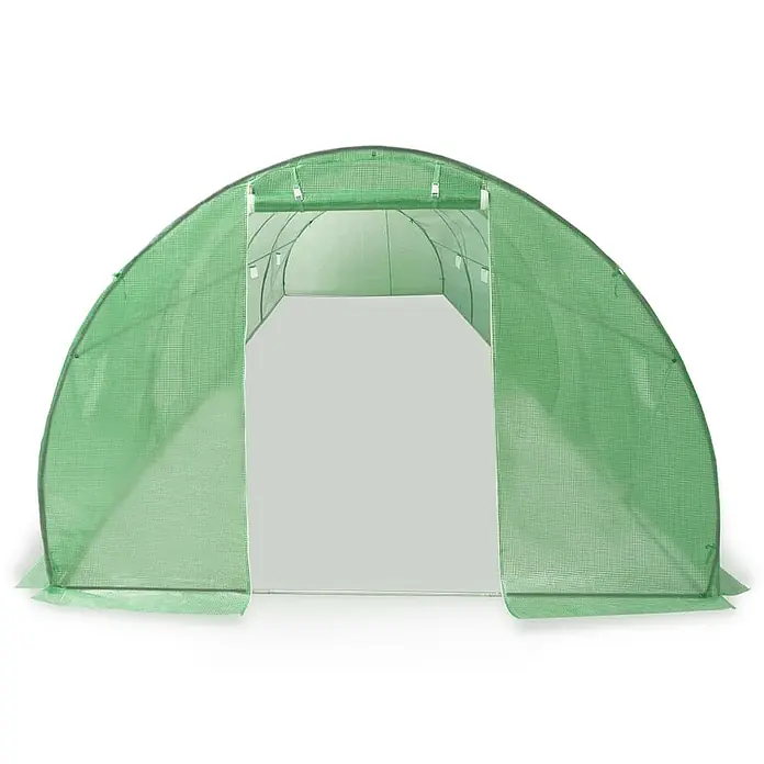 Furnicato Gewächshaus - 3 x 300 cm, Material Seitenwand: Kunststoff, 38 mm, Grau - Tunnelgewächshaus mit grünem, halbtransparentem Netzbezug und offenem Fronteingang.