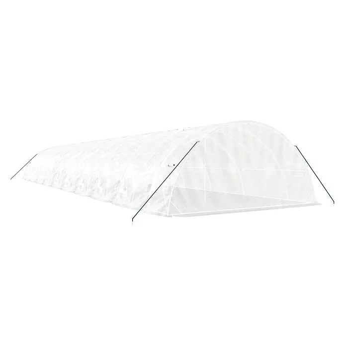 Furnicato Gewächshaus - Außenmaß inkl. Dachüberstand (B x T): 500 x 2.000 cm, Material Seitenwand: Kunststoff, 38 mm, Grau - Halbdurchsichtiger weißer Folientunnel mit grünen Stützstangen zum Schutz und Anbau von Pflanzen.
