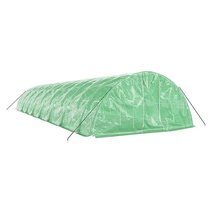 Furnicato Gewächshaus - 16 x 5 cm, Material Seitenwand: Kunststoff, 38 mm, Grau - Langer, gewölbter Folientunnel aus verstärktem grünem Transparentplastik, mit Heringen gesichert.