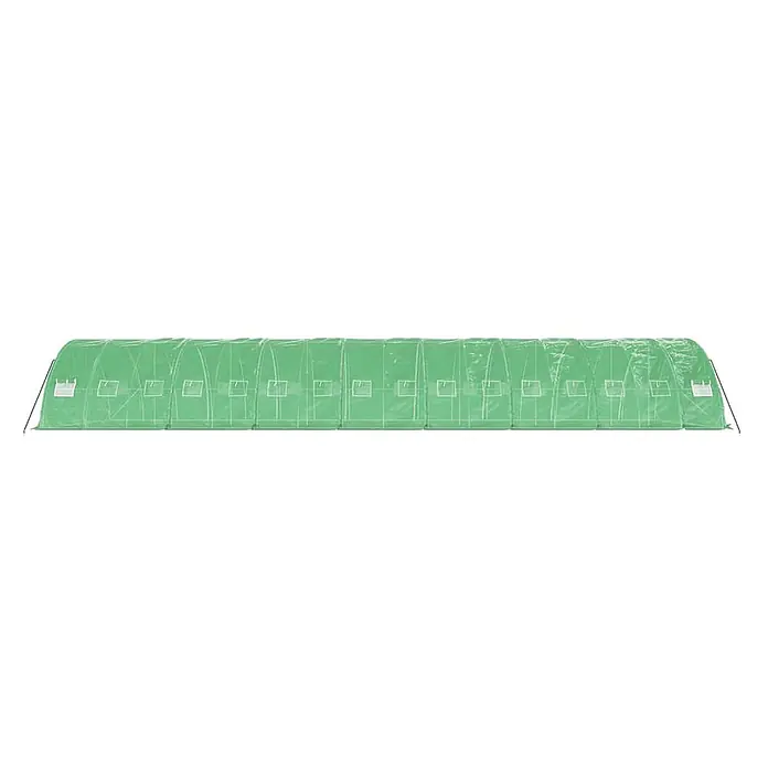Furnicato Gewächshaus - 16 x 5 cm, Material Seitenwand: Kunststoff, 38 mm, Grau - Langes grünes Folientunnel-Gewächshaus mit mehreren Seitenlüftungen.