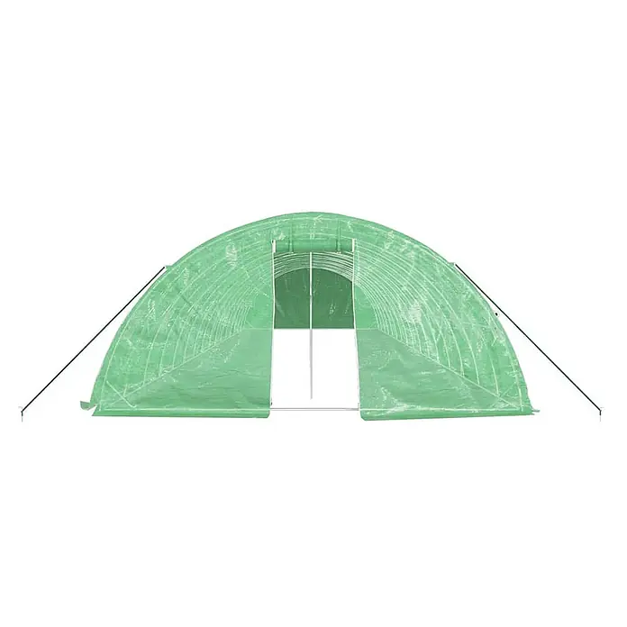 Furnicato Gewächshaus - 16 x 5 cm, Material Seitenwand: Kunststoff, 38 mm, Grau - Grüner, gewölbter Gewächshaustunnel mit transparenter Folie und aufrollbarem Eingang, seitlich mit Seilen gesichert.