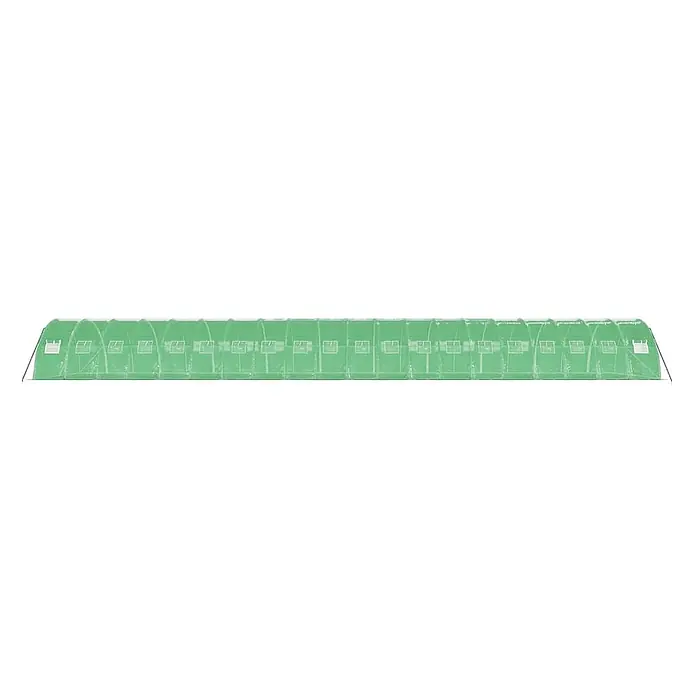 Furnicato Gewächshaus - Außenmaß inkl. Dachüberstand (B x T): 400 x 200 cm, Material Seitenwand: Kunststoff, 38 mm, Grau - Langes, grünes, durchscheinendes Tunnelgewächshaus mit Bogenstützen und rechteckigen Lüftungsfenstern.