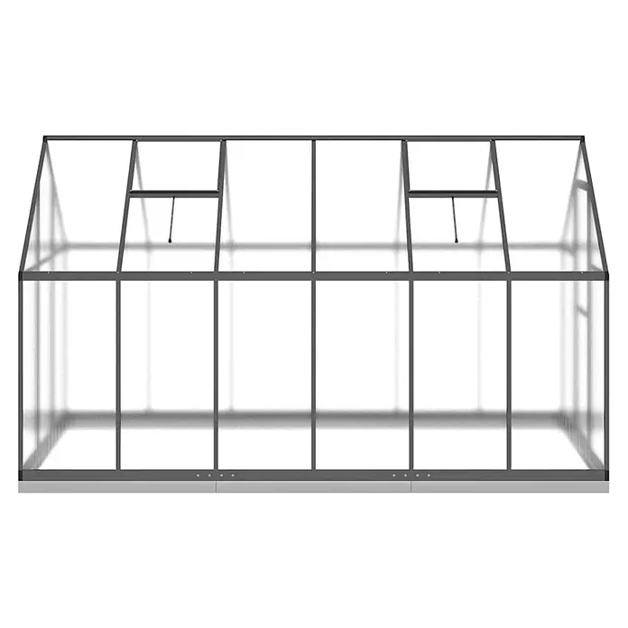 Furnicato Gewächshaus Polycarbonat Anthrazit - 169 x 334 cm, Material Seitenwand: Kunststoff, 38 mm, anthrazit - Graues Aluminium-Gewächshaus mit transparenten Polycarbonatplatten und zwei Dachfenstern.