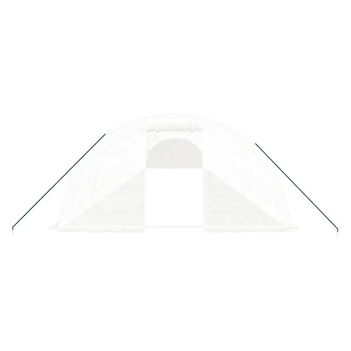 Furnicato Gewächshaus - Außenmaß inkl. Dachüberstand (B x T): 400 x 1.800 cm, Material Seitenwand: Kunststoff, 38 mm, Grau - Weißes Folientunnel-Gewächshaus mit transparenter Abdeckung und grünen Stützstangen, ideal für den Pflanzenanbau.