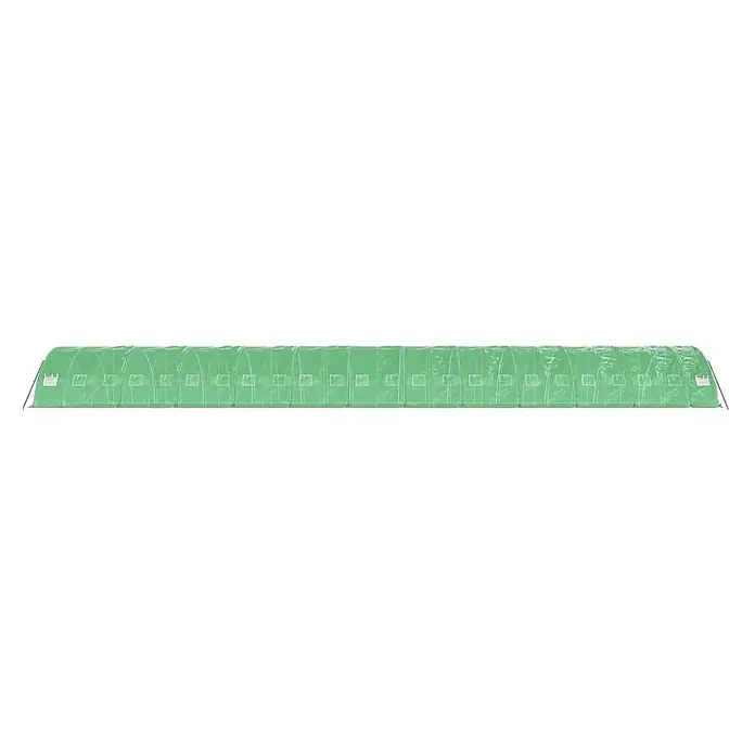 Furnicato Gewächshaus - Außenmaß inkl. Dachüberstand (B x T): 500 x 2.400 cm, Material Seitenwand: Kunststoff, 38 mm, Grau - Langes grünes Folientunnel-Gewächshaus mit Fensterpaneelen.