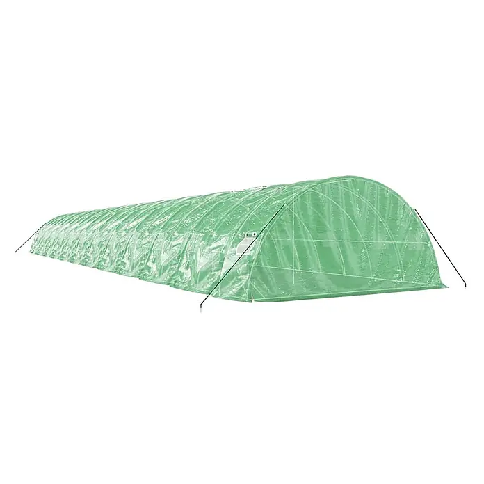 Furnicato Gewächshaus - Außenmaß inkl. Dachüberstand (B x T): 500 x 2.400 cm, Material Seitenwand: Kunststoff, 38 mm, Grau - Langer, transparenter grüner Folientunnel mit gebogenem Dach, gestützt von Rahmen und Abspannseilen.