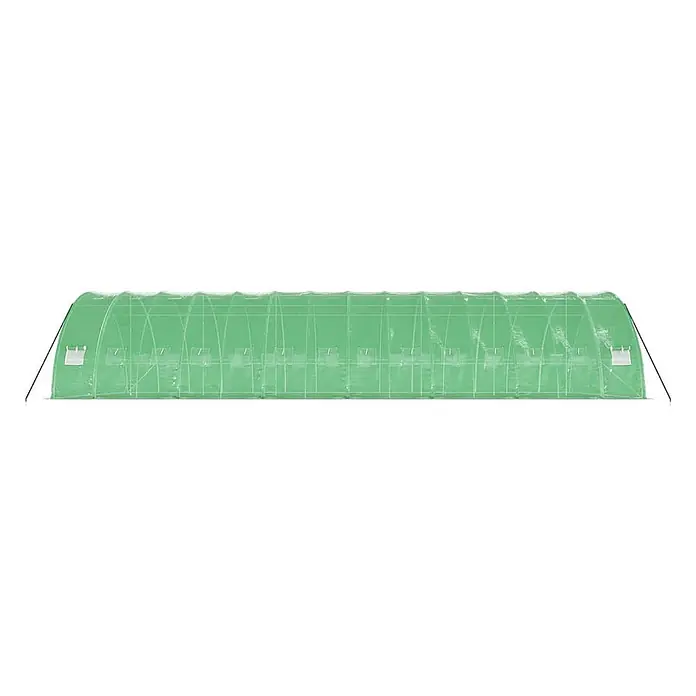 Furnicato Gewächshaus verzinkter Stahl - 14 x 6 cm, Material Seitenwand: Kunststoff, 38 mm, Grau - Langes, grünes, gewölbtes Tunnelgewächshaus mit durchsichtiger Abdeckung und Seitenfenstern, ideal für den Pflanzenanbau.