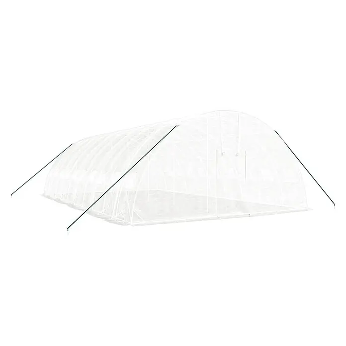 Furnicato Gewächshaus verzinkter Stahl - 10 x 6 cm, Material Seitenwand: Kunststoff, 38 mm, Grau - Weißes, lichtdurchlässiges Tunnelgewächshaus mit grünen Stützstangen, ideal für den Pflanzenschutz und die Verlängerung der Wachstumsperiode.