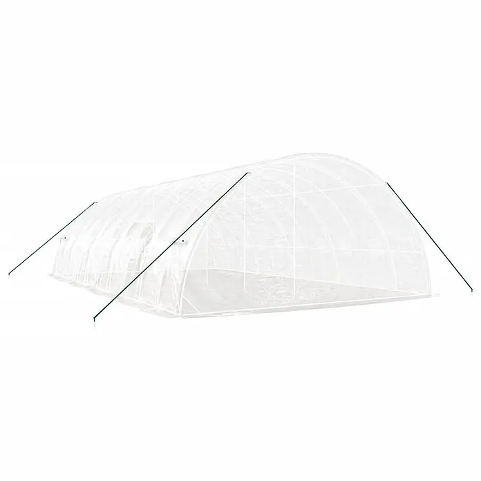 Furnicato Gewächshaus verzinkter Stahl - 10 x 6 cm, Material Seitenwand: Kunststoff, 38 mm, Grau - Transparentes Tunnelgewächshaus mit weißer Kunststoffabdeckung und grünen Spannseilen zur Pflanzenzucht.