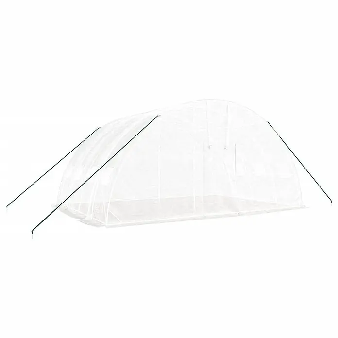 Furnicato Gewächshaus verzinkter Stahl - 6 x 4 cm, Material Seitenwand: Kunststoff, 38 mm, Grau - Transparentes Tunnelgewächshaus mit weißer Abdeckung und grünen Stützstangen zum Pflanzenschutz.