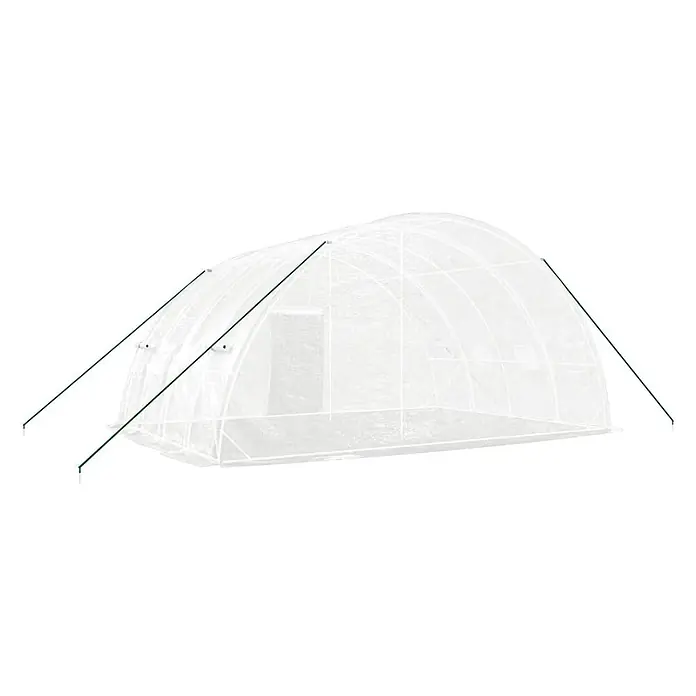 Furnicato Gewächshaus verzinkter Stahl - 6 x 4 cm, Material Seitenwand: Kunststoff, 38 mm, Grau - Transparentes Tunnel-Gewächshaus mit weißer Kunststoffplane und grünen Abspannseilen für Pflanzen.