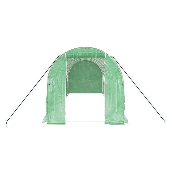 Furnicato Gewächshaus - 6 x 2 cm, Material Seitenwand: Kunststoff, 38 mm, Grau - Grüner begehbarer Gewächshaustunnel mit halbtransparenter Abdeckung, Metallrahmen und Stabilisierungsseilen.