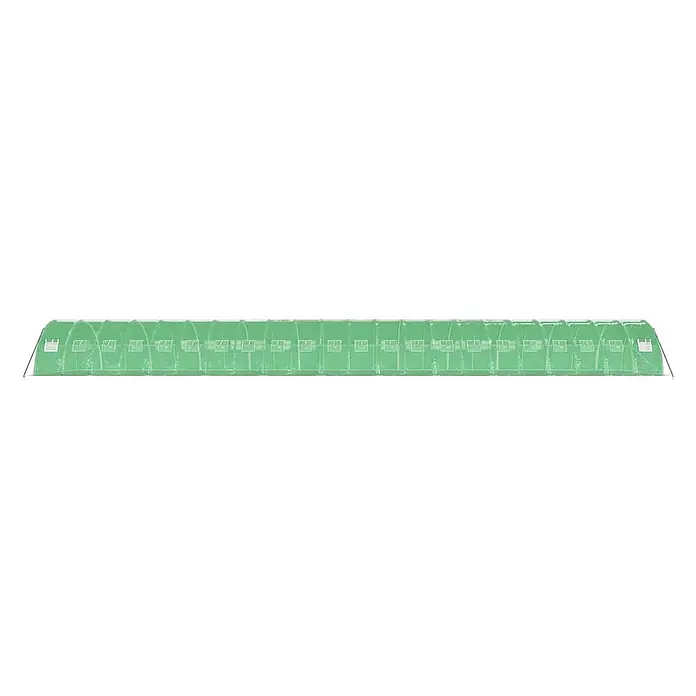 Furnicato Gewächshaus - Außenmaß inkl. Dachüberstand (B x T): 400 x 2.200 cm, Material Seitenwand: Kunststoff, 38 mm, Grau - Grünes modulares Tunnelgewächshaus mit Bogensegmenten und Fenstern.