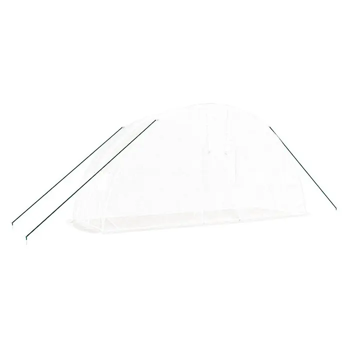 Furnicato Gewächshaus verzinkter Stahl - 6 x 2 cm, Material Seitenwand: Kunststoff, 38 mm, Grau - Weißer, halbtransparenter Gewächshaustunnel mit grünen Abspannseilen, ideal für den Pflanzenanbau.