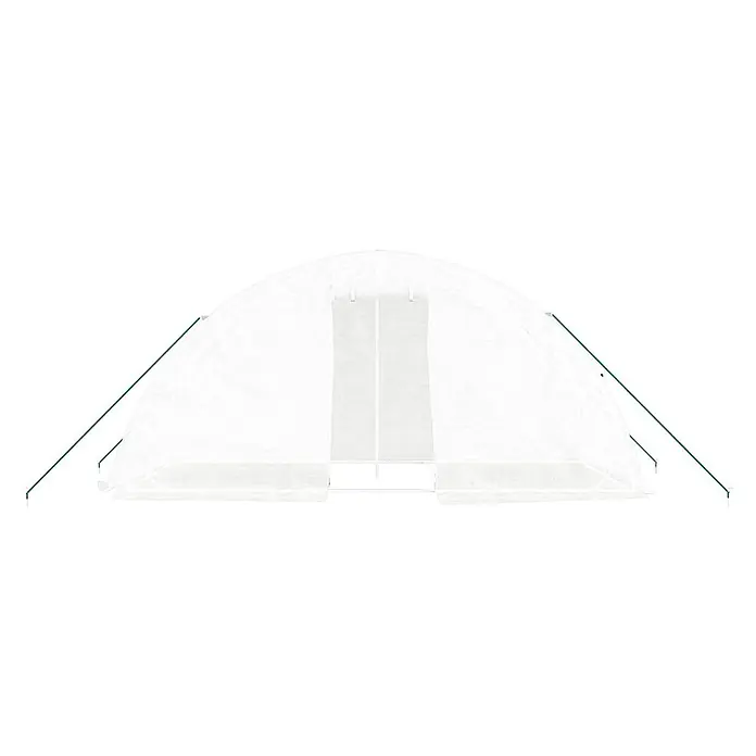Furnicato Gewächshaus verzinkter Stahl - 5 x 2 cm, Material Seitenwand: Kunststoff, 38 mm, Grau - Bogenförmiges Foliengewächshaus mit transparenter weißer Abdeckung und grünen Abspannseilen.