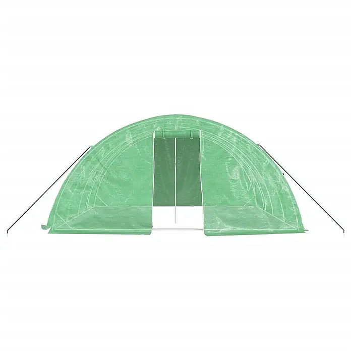 Furnicato Gewächshaus verzinkter Stahl - 5 x 4 cm, Material Seitenwand: Kunststoff, 38 mm, Grau - Grünes Tunnel-Gewächshaus mit lichtdurchlässiger Stoffabdeckung und Frontöffnung, mit Seilen gesichert.