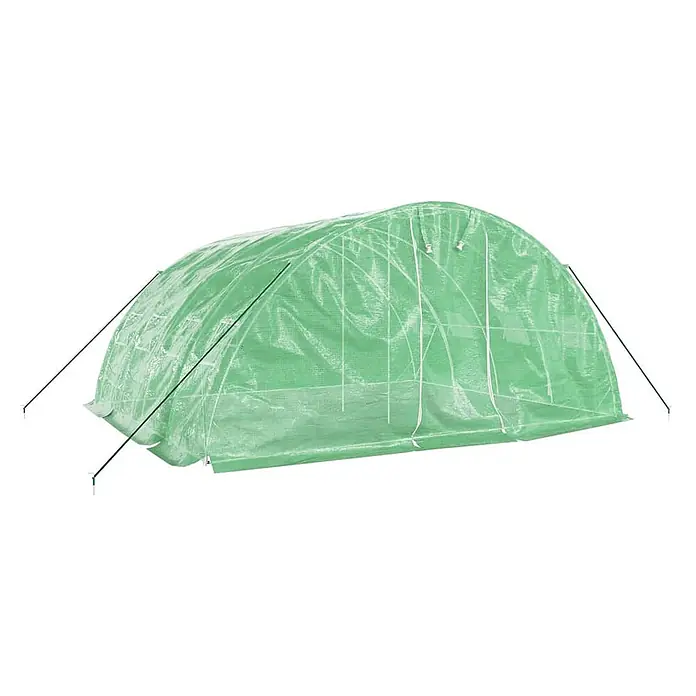 Furnicato Gewächshaus verzinkter Stahl - 5 x 4 cm, Material Seitenwand: Kunststoff, 38 mm, Grau - Bogenförmiger, grüner, transparenter Folientunnel für Pflanzen mit Bodenankern.