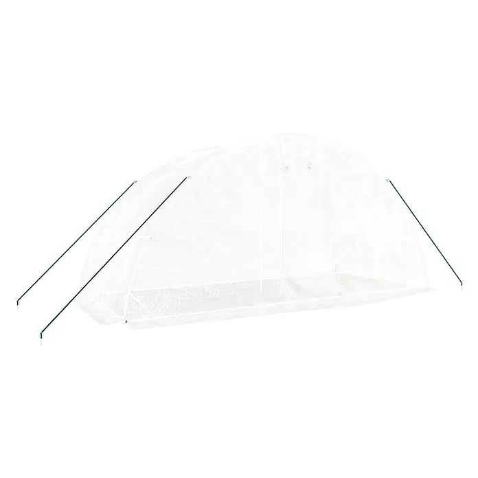 Furnicato Gewächshaus verzinkter Stahl - 5 x 2 cm, Material Seitenwand: Kunststoff, 38 mm, Grau - Weißes, durchscheinendes, kuppelförmiges Gewächshaus mit grünen Stützstangen zum Pflanzenschutz.