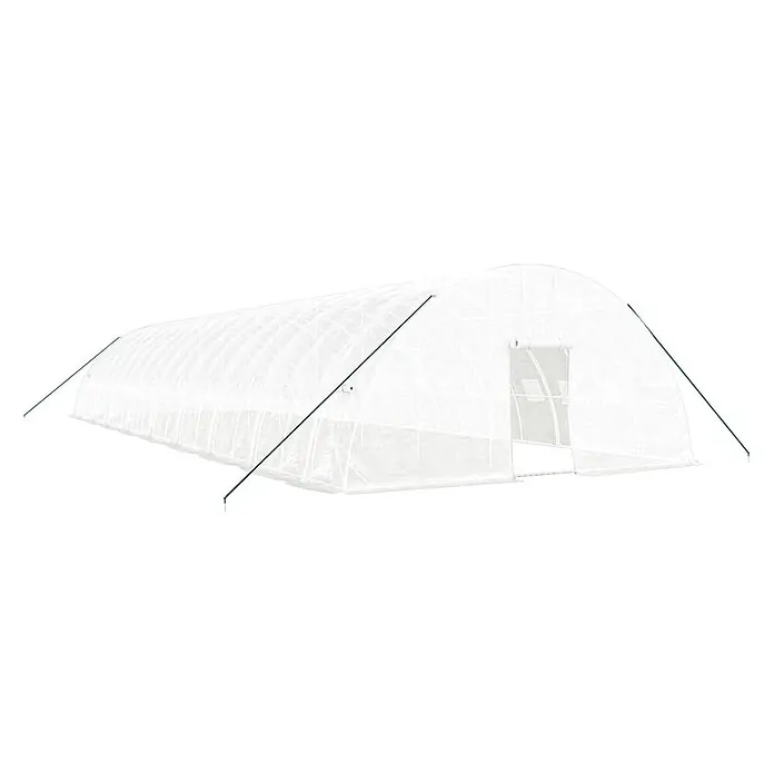 Furnicato Gewächshaus verzinkter Stahl - 18 x 6 cm, Material Seitenwand: Kunststoff, 38 mm, Grau - Weißes transparentes Tunnelgewächshaus mit grünen Stützstangen zum Gärtnern.