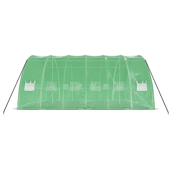 Furnicato Gewächshaus verzinkter Stahl - 6 x 6 cm, Material Seitenwand: Kunststoff, 38 mm, Grau - Grünes, transparentes Folientunnel-Gewächshaus mit aufrollbaren Fenstern für den Pflanzenschutz im Garten.