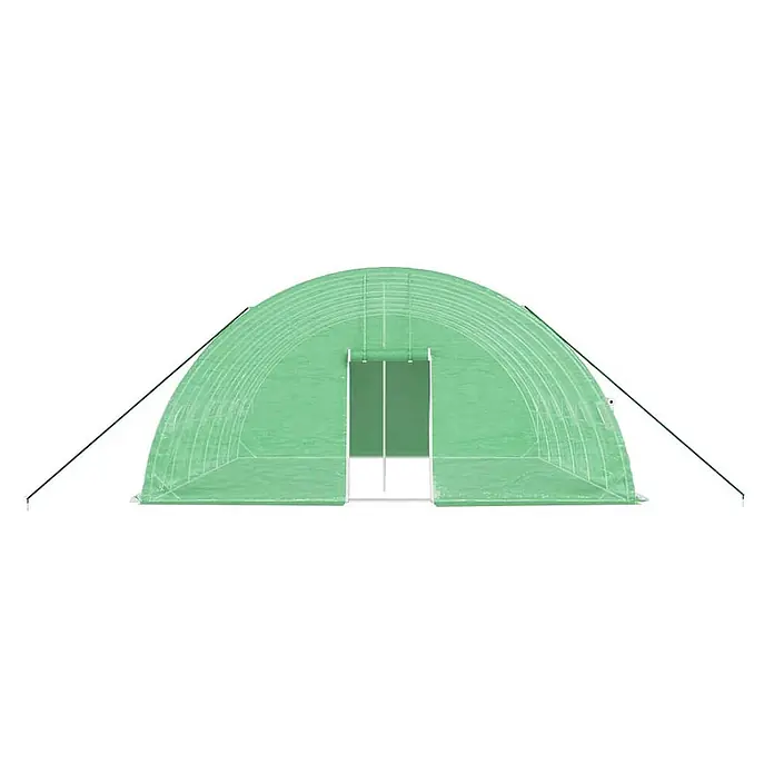 Furnicato Gewächshaus verzinkter Stahl - 6 x 6 cm, Material Seitenwand: Kunststoff, 38 mm, Grau - Grünes bogenförmiges Tunnelgewächshaus mit Fronttür.