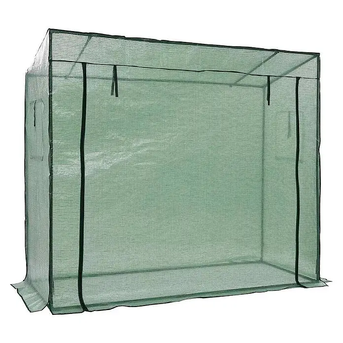 Furnicato Gewächshaus - 200 x 80 cm, Material Seitenwand: Kunststoff, 38 mm, grün - Grünes, tragbares Gewächshaus mit durchsichtiger Netzabdeckung und Metallrahmen zum Schutz von Pflanzen.