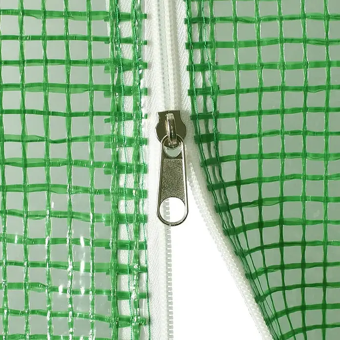 Furnicato Gewächshaus - 2 x 2 cm, Material Seitenwand: Kunststoff, 38 mm, Grau - Grüne Gitterfolie für Gewächshäuser mit weißem Reißverschluss.