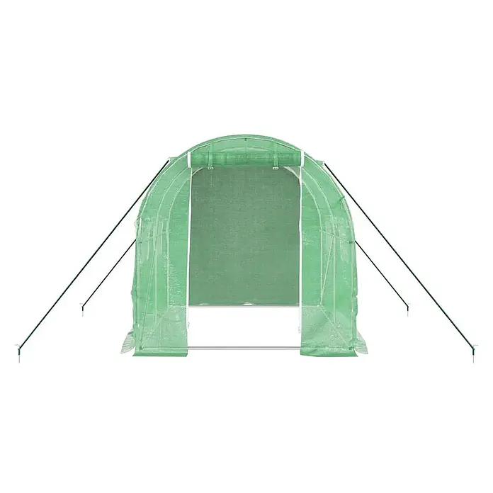 Furnicato Gewächshaus - 2 x 2 cm, Material Seitenwand: Kunststoff, 38 mm, Grau - Grünes Folien-Gewächshaus in Tunnelform mit offener Vorderseite und Abspannseilen.