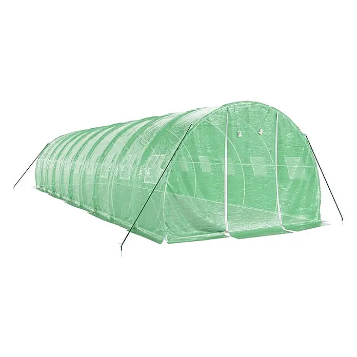 Furnicato Gewächshaus - 10 x 3 cm, Material Seitenwand: Kunststoff, 38 mm, Grau - Grünes, lichtdurchlässiges Folientunnel-Gewächshaus mit Bogenrahmen und Befestigungsseilen für den Garten.