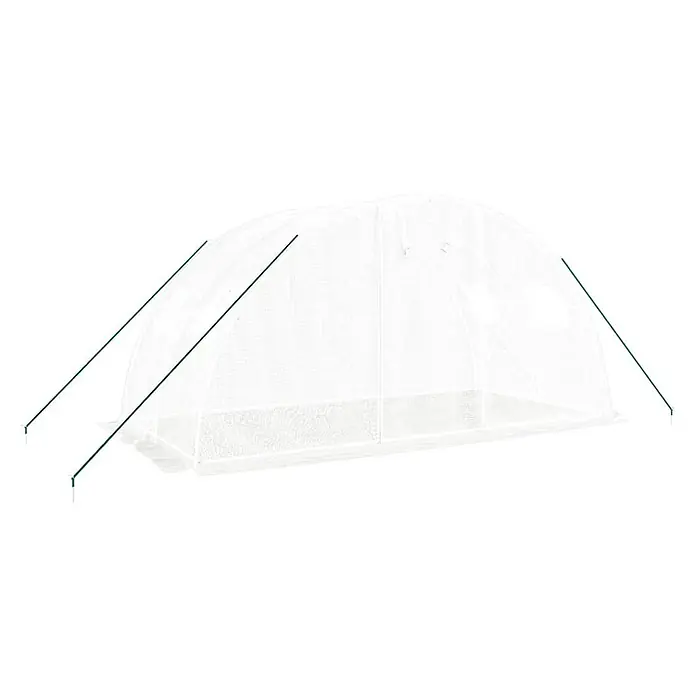 Furnicato Gewächshaus verzinkter Stahl - 4 x 2 cm, Material Seitenwand: Kunststoff, 38 mm, Grau - Weißes, lichtdurchlässiges Tunnelgewächshaus mit grünen Erdspießen.